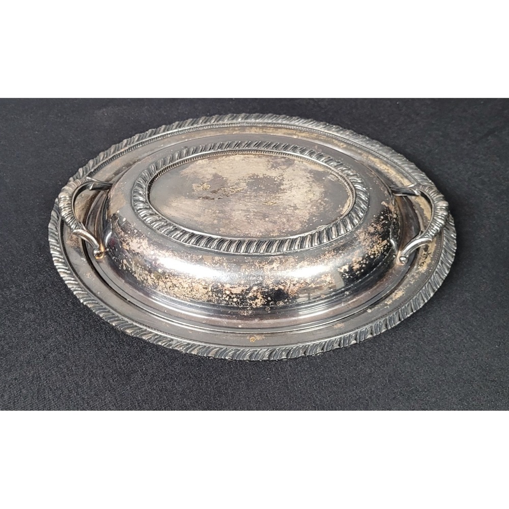 Vintage Amston Fine Silver Plate Covered Serving Dish Oval Casserole Bowl Lid